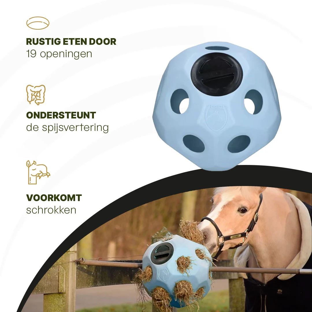 Krmný míček pro koně s otvory na krmivo, modrý – Excellent Horse Feed & Play Ball - Obrázek 5