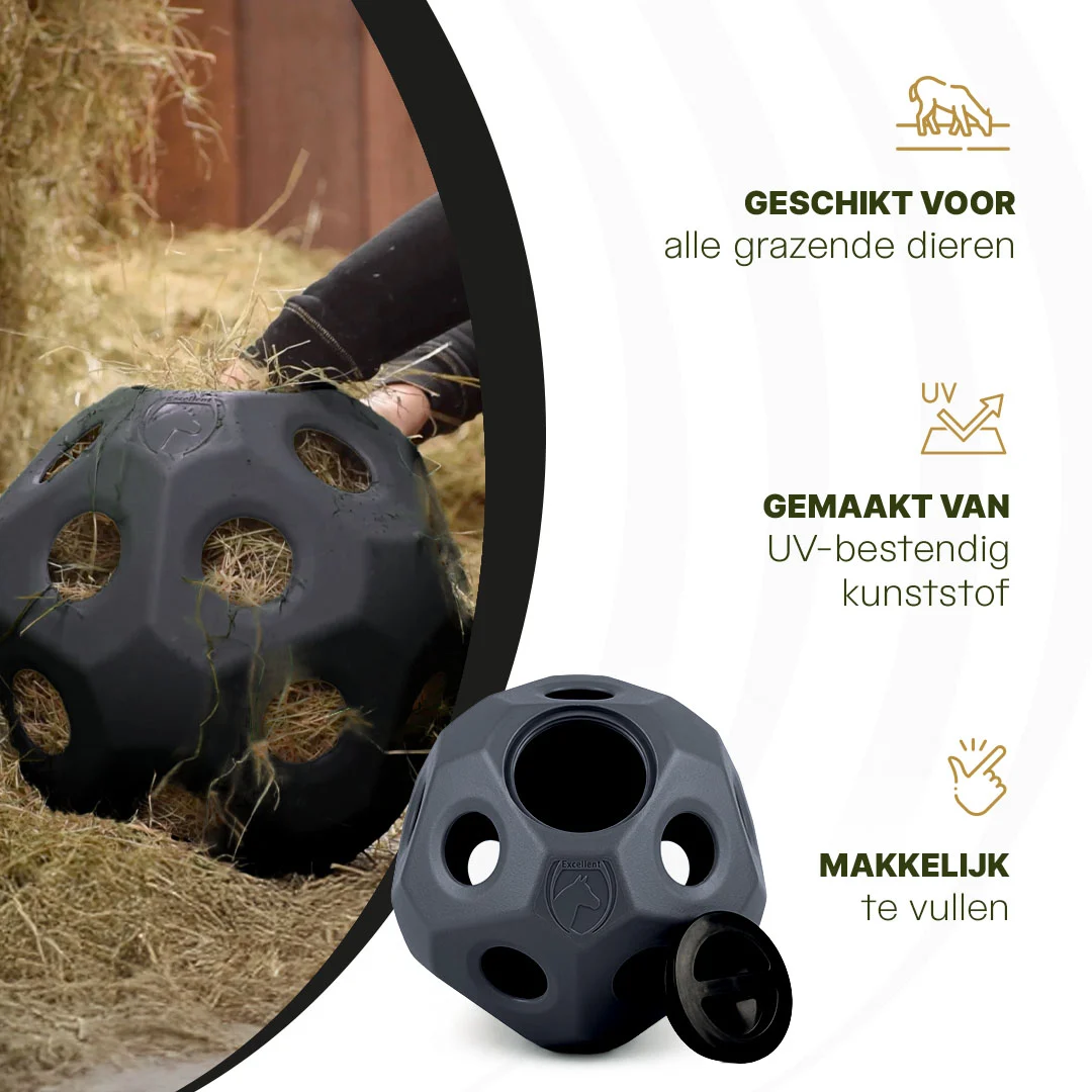 Krmná koule pro koně s otvory na krmivo, černá – Excellent Horse Feed & Play Ball - Obrázek 4