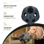 Krmná koule pro koně s otvory na krmivo, černá – Excellent Horse Feed & Play Ball - Obrázek 5