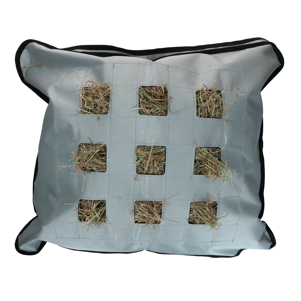 Vak na seno pro koně, čtvercový, šedý, 62 x 55 cm – Excellent Horse Hay Pillow Slow Feeder - Obrázek 1