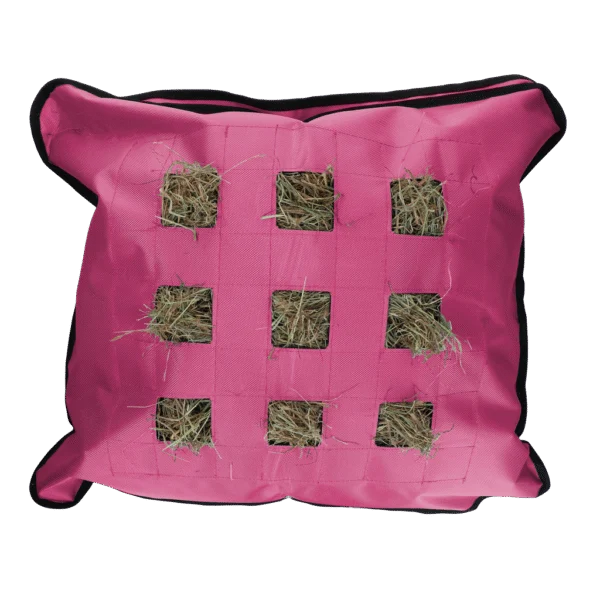 Vak na seno pro koně, čtvercový, růžový, 62 x 55 cm – Excellent Horse Hay Pillow Slow Feeder