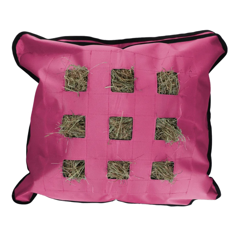 Vak na seno pro koně, čtvercový, růžový, 62 x 55 cm – Excellent Horse Hay Pillow Slow Feeder