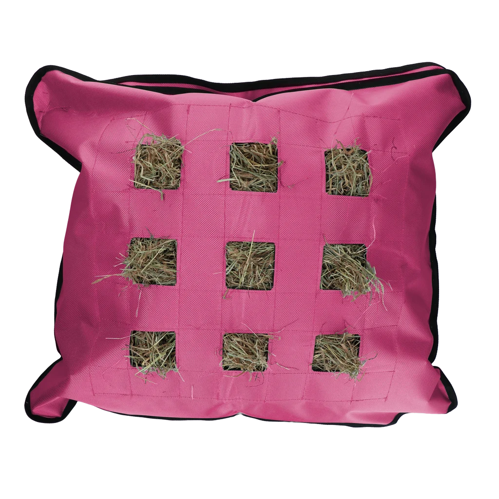 Vak na seno pro koně, čtvercový, růžový, 62 x 55 cm – Excellent Horse Hay Pillow Slow Feeder - Obrázek 1