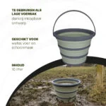 Skládací kbelík na krmivo a vodu, 10 l, zelený a šedý – skládací kbelík Excellent Horse - Obrázek 4