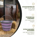 Skládací vědro na krmivo a vodu, 10 l, lila a šedé – Excellent Horse skládací vědro - Obrázek 3