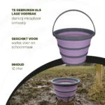 Skládací vědro na krmivo a vodu, 10 l, lila a šedé – Excellent Horse skládací vědro - Obrázek 4