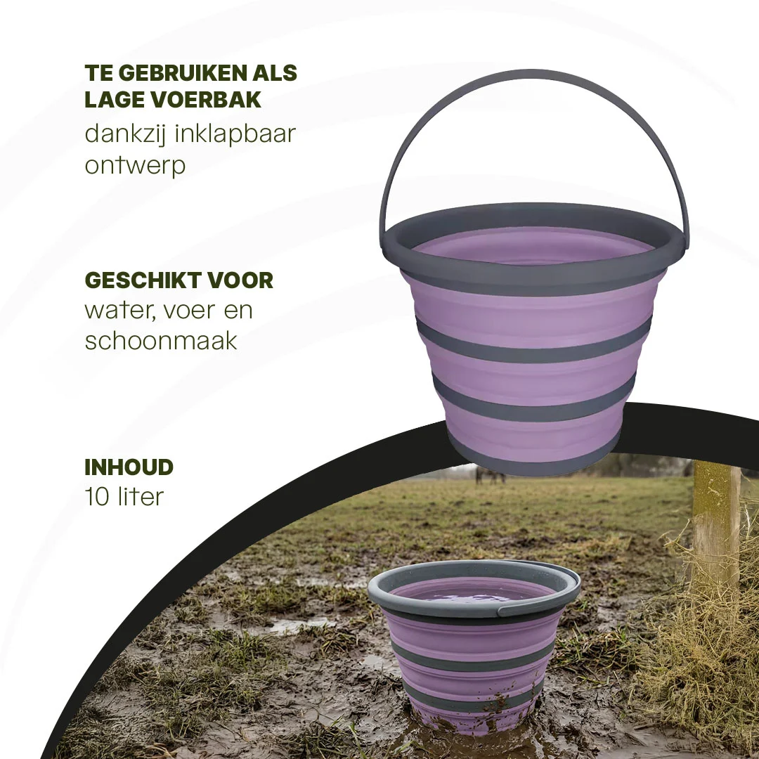 Skládací vědro na krmivo a vodu, 10 l, lila a šedé – Excellent Horse skládací vědro - Obrázek 4