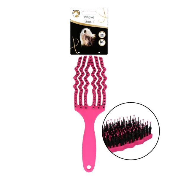 Kartáč na rozčesávání hřívy s kančími štětinami, růžový – Excellent Horse Wave Brush