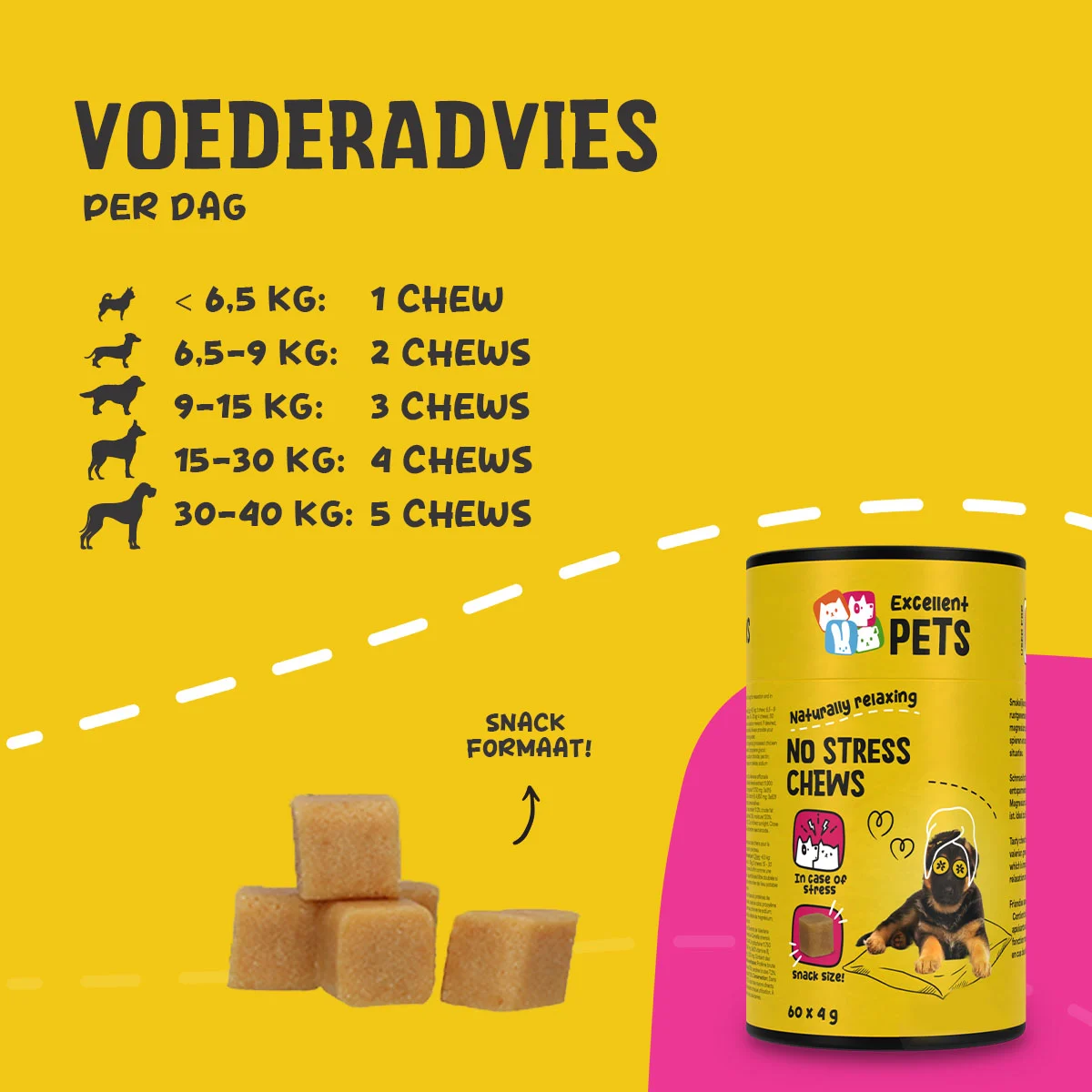 Měkké žvýkací pamlsky pro psy při stresu, 60 kusů – Excellent Pets No Stress Soft Chews - Obrázek 4