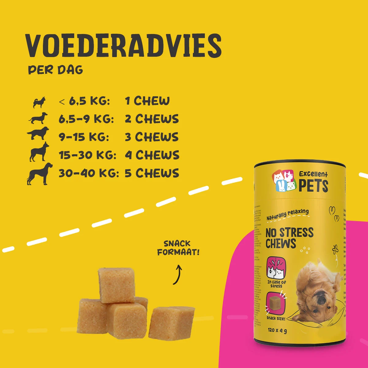 Měkké žvýkací pamlsky pro psy při stresu, 120 kusů – Excellent Pets No Stress Soft Chews - Obrázek 4
