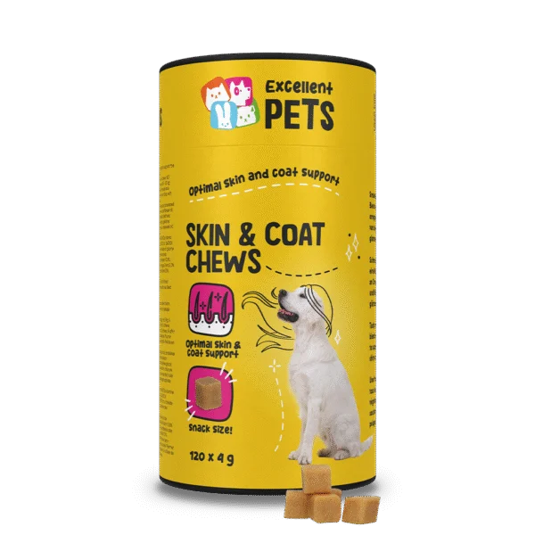 Doplněk stravy pro psy na kůži a srst, 120 měkkých žvýkacích pamlsků – Excellent Pets Skin & Coat Soft Chews