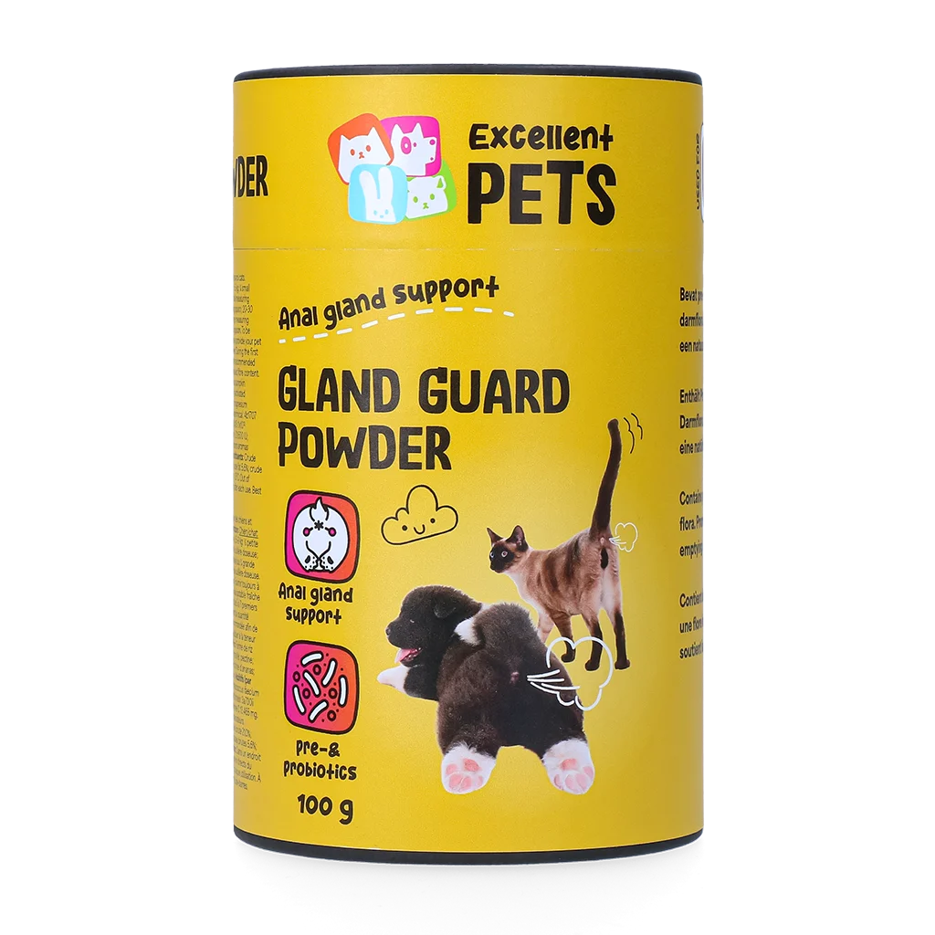 EXCE5040B7.png Doplňkové krmivo pro psy a kočky s prebiotiky a probiotiky – Excellent Pets Gland Guard Poeder - Obrázek 1