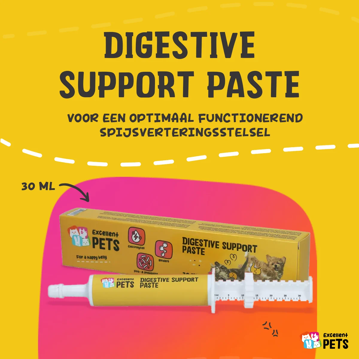 Trávicí pasta pro domácí zvířata s elektrolyty, 30 ml – Excellent Pets Digestive Support - Obrázek 3