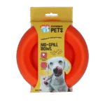 Silikonová miska na krmivo a vodu pro psy s okrajem proti rozlití, 300 ml, oranžová – Excellent Pets No-Spill Bowl
