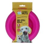 Silikonová miska na krmivo a vodu pro psy s okrajem proti rozlití, 300 ml, růžová – Excellent Pets No-Spill Bowl