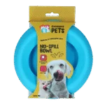 Silikonová miska na krmivo a vodu pro psy s okrajem proti rozlití, 300 ml, modrá – Excellent Pets No-Spill Bowl
