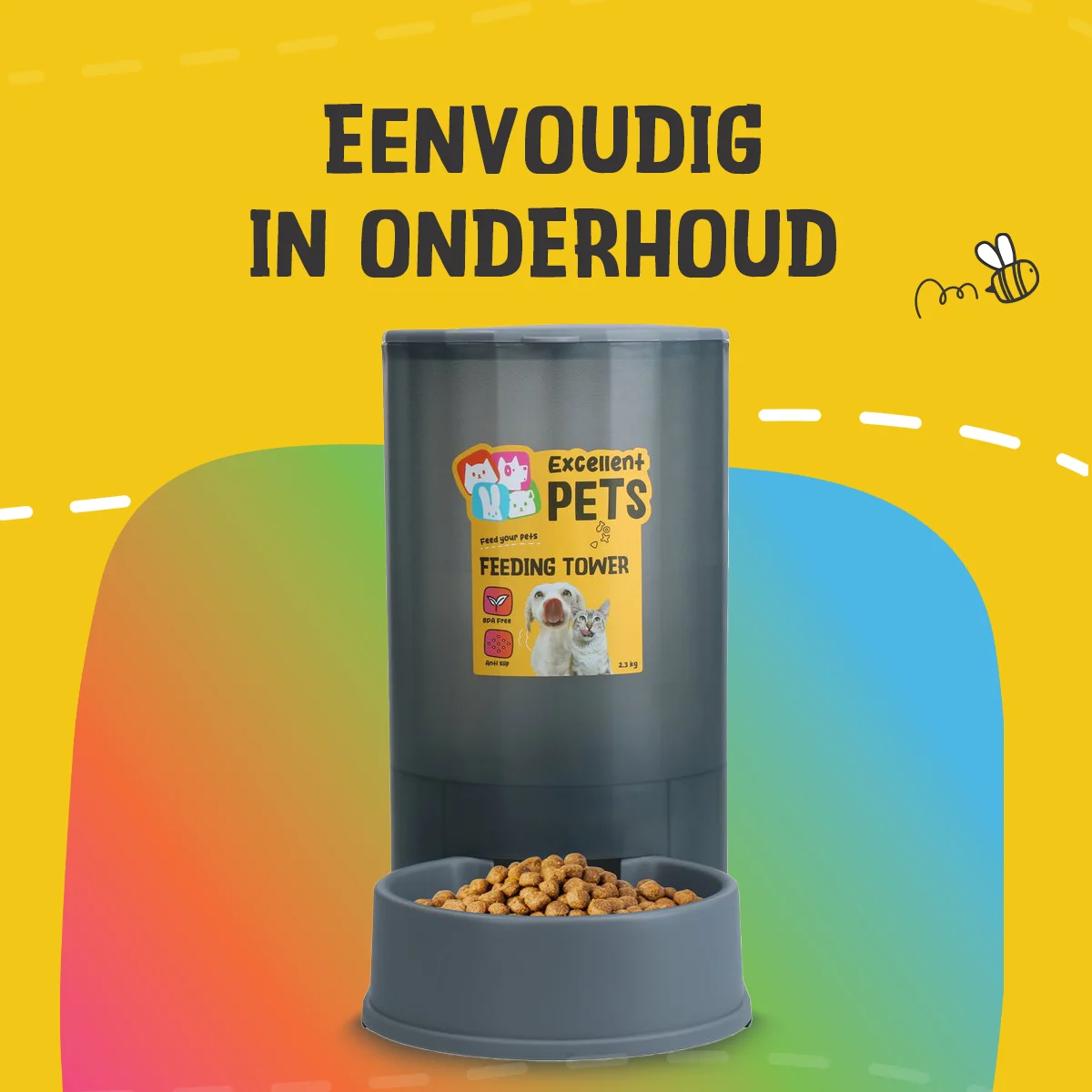 Zásobník na krmivo pro psy a kočky s protiskluzovými nožičkami, 2,3 kg – Excellent Pets Feeding Tower - Obrázek 4