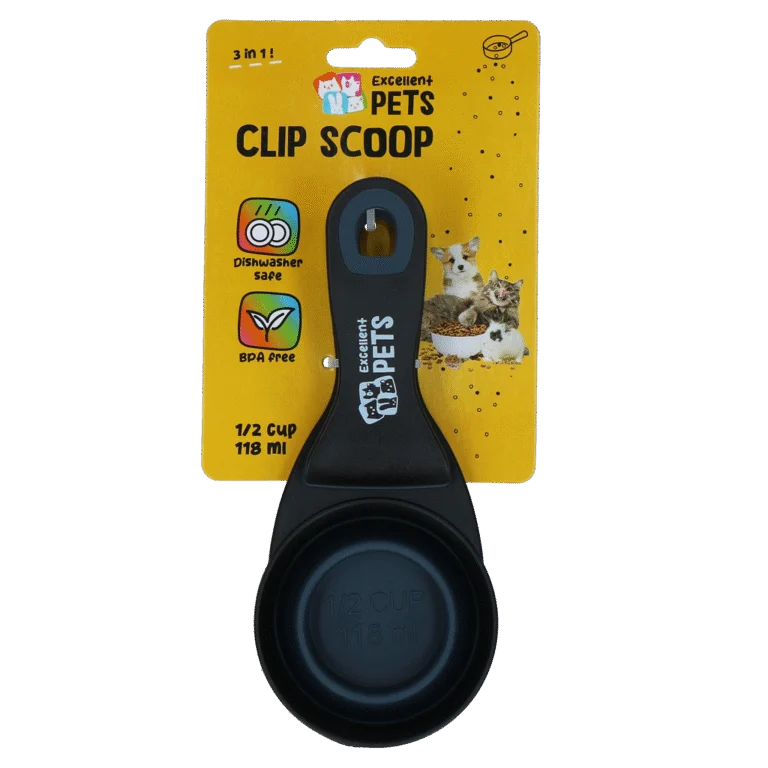 Odměrka na krmivo se zavíracím klipem, 0,5 cup – Excellent Pets Clip Scoop