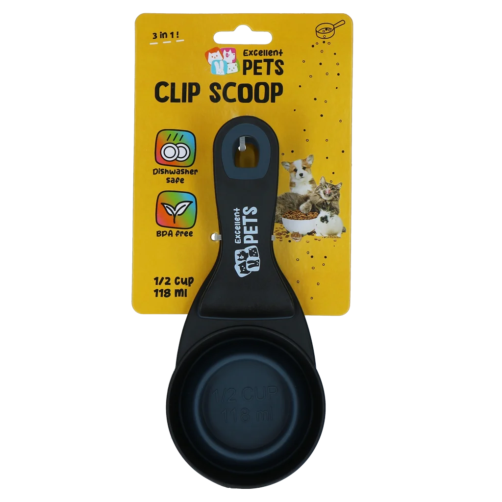 Odměrka na krmivo se zavíracím klipem, 0,5 cup – Excellent Pets Clip Scoop - Obrázek 1