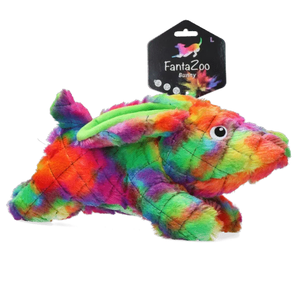 Plyšová hračka pro psy z recyklovaného materiálu s pískátkem, L, 32 x 16 cm – FantaZoo Bunny