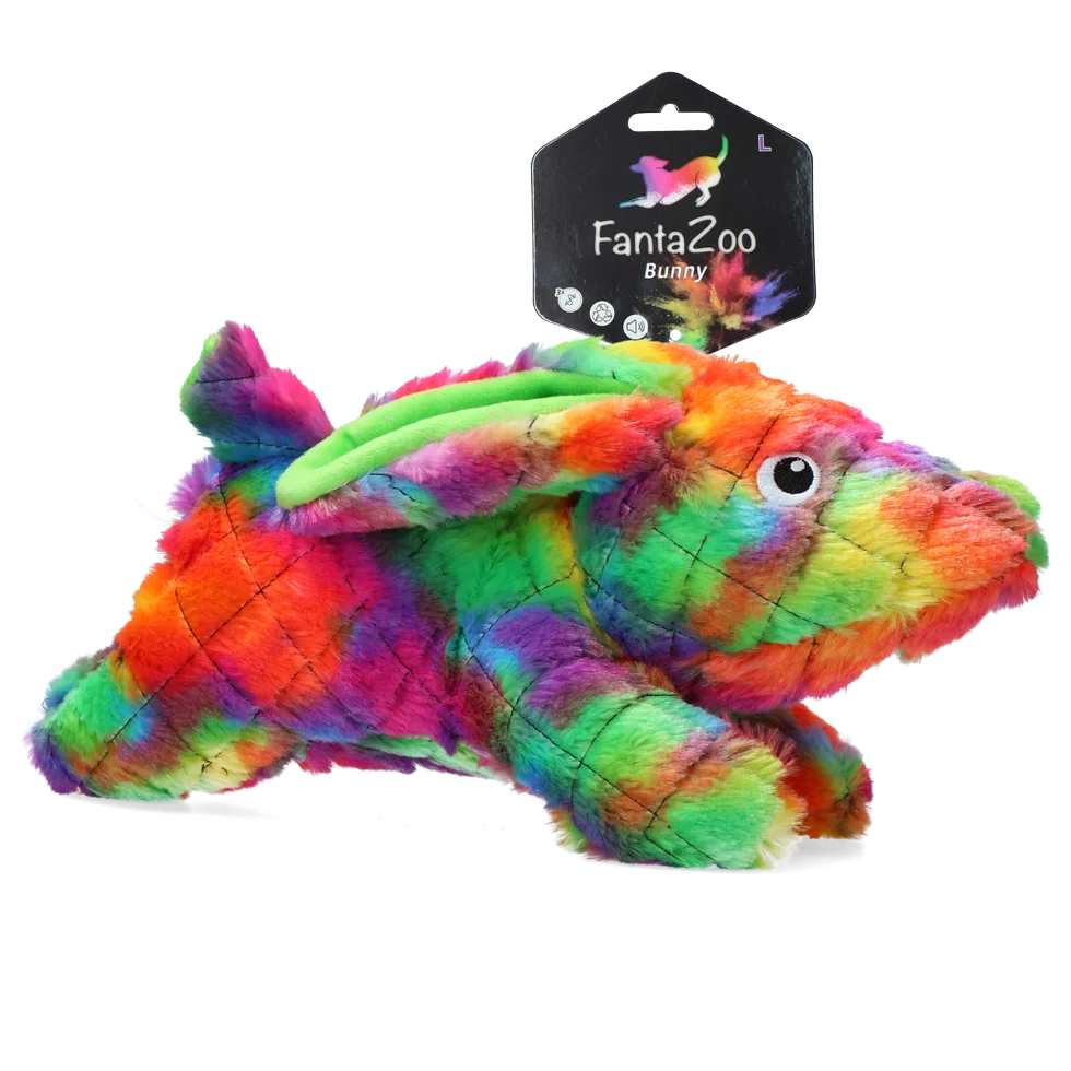 FANT009.png Plyšová hračka pro psy z recyklovaného materiálu s pískátkem, L, 32 x 16 cm – FantaZoo Bunny - Obrázek 1