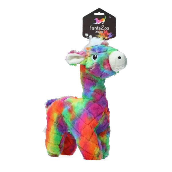 Plyšová hračka pro psy z recyklovaného materiálu s pískátkem, L, 32 x 16 cm – FantaZoo Alpaca