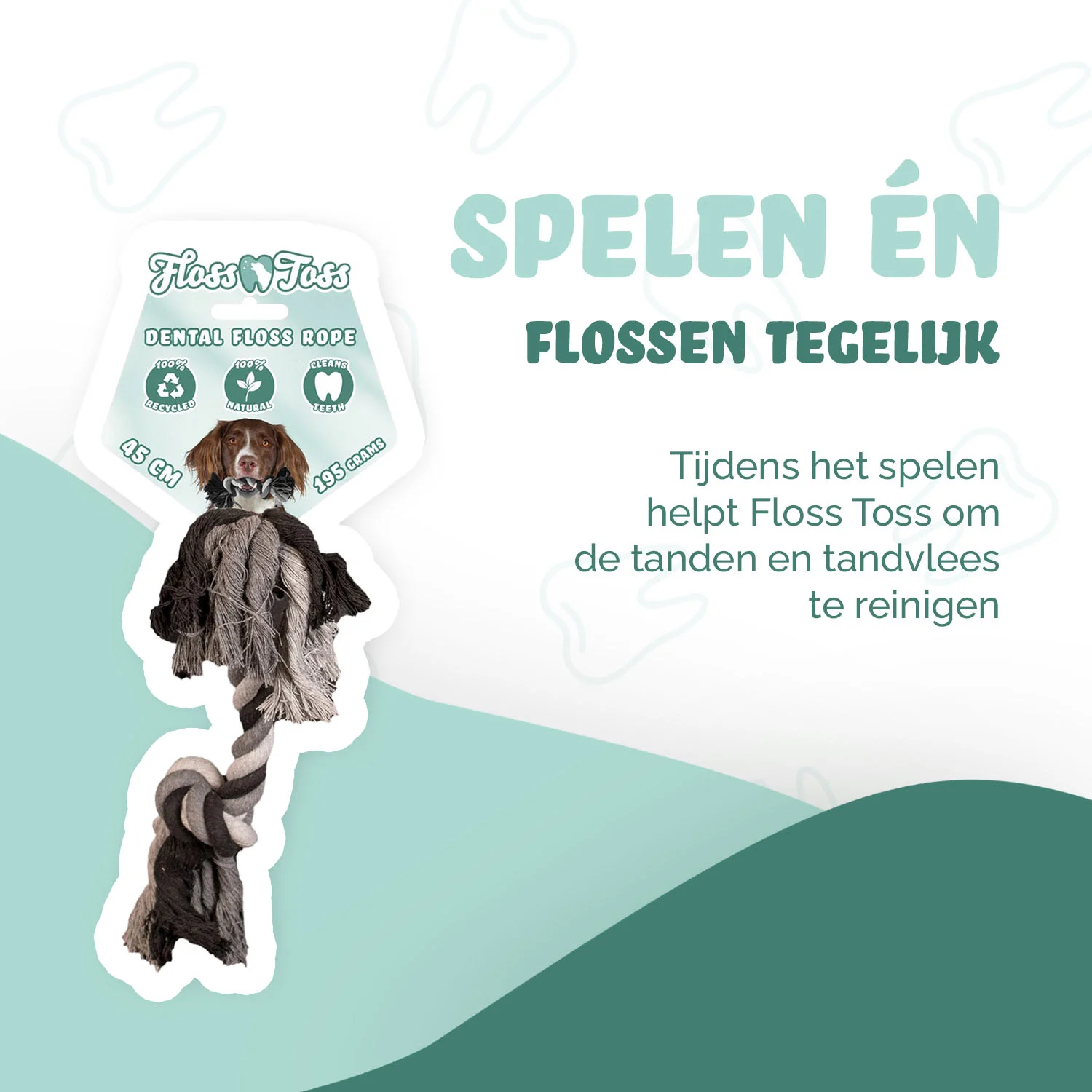 Bavlněné lano pro psy se 2 uzly, 45 cm – Floss Toss Natural Dental Ropes Dental Rope 2 Knot - Obrázek 3