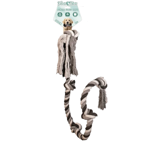 Bavlněné psí lano s 5 uzly, 185 cm – Floss Toss Natural Dental Ropes Dental Rope 5 Knot