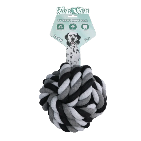 Bavlněné dentální lano s míčkem, 24 cm – Floss Toss Natural Dental Ropes Dental Rope Exteme Ball
