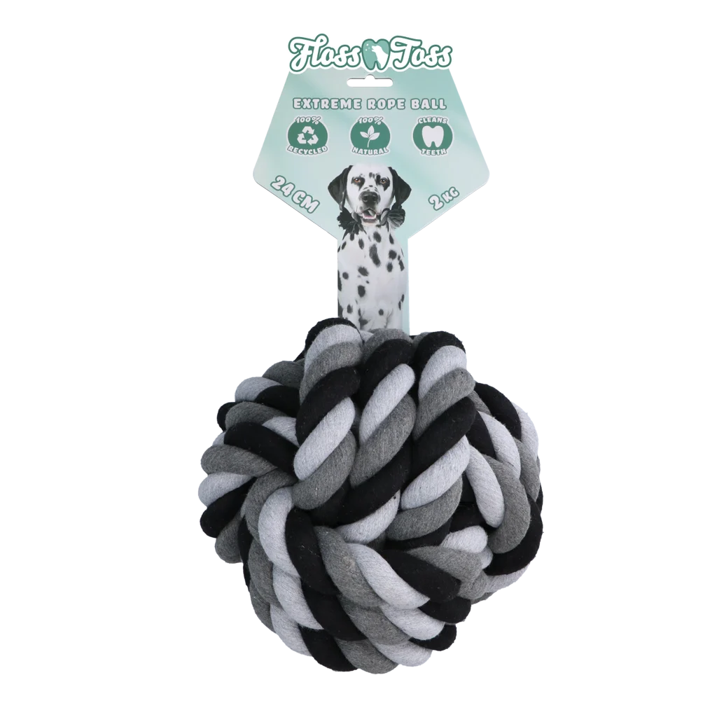 Bavlněné dentální lano s míčkem, 24 cm – Floss Toss Natural Dental Ropes Dental Rope Exteme Ball - Obrázek 1