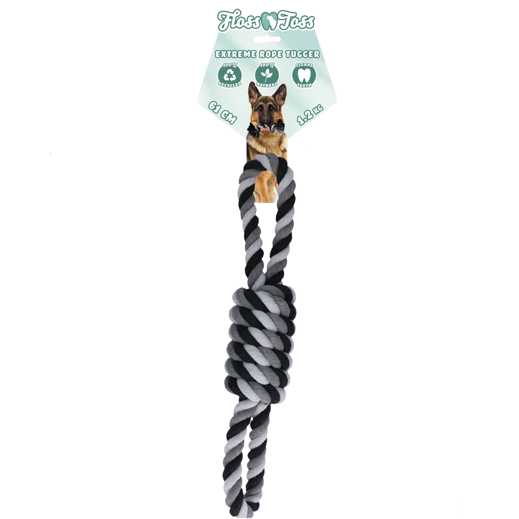 Bavlněné přetahovadlo pro psy, 61 cm – Floss Toss Natural Dental Ropes Dental Rope Exteme 8-Tugger - Obrázek 1