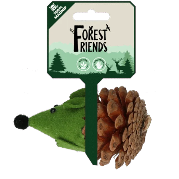 Myška na hraní pro kočky z šišky a plsti s Madnip, zelená, 8 cm – Forest Friends Mouse