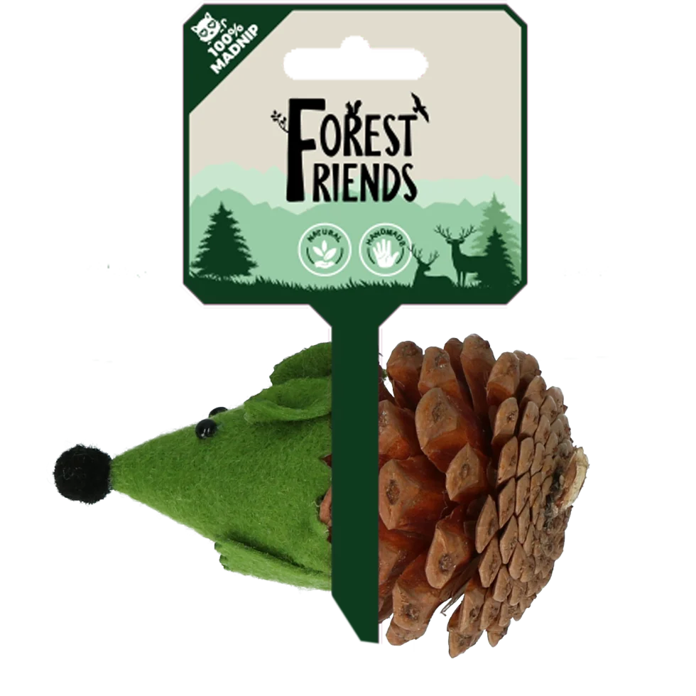 Myška na hraní pro kočky z šišky a plsti s Madnip, zelená, 8 cm – Forest Friends Mouse - Obrázek 1