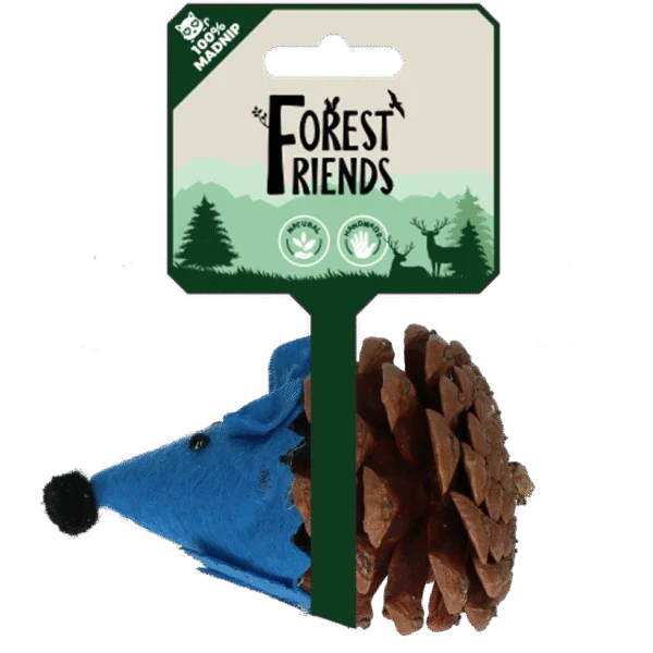 Myška na hraní pro kočky z šišky a plsti s Madnip, modrá, 8 cm – Forest Friends Mouse