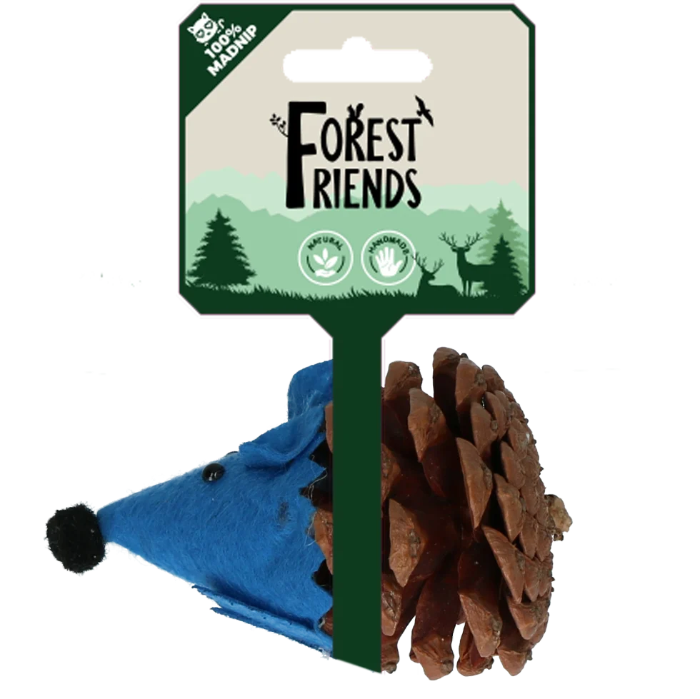 Myška na hraní pro kočky z šišky a plsti s Madnip, modrá, 8 cm – Forest Friends Mouse - Obrázek 1