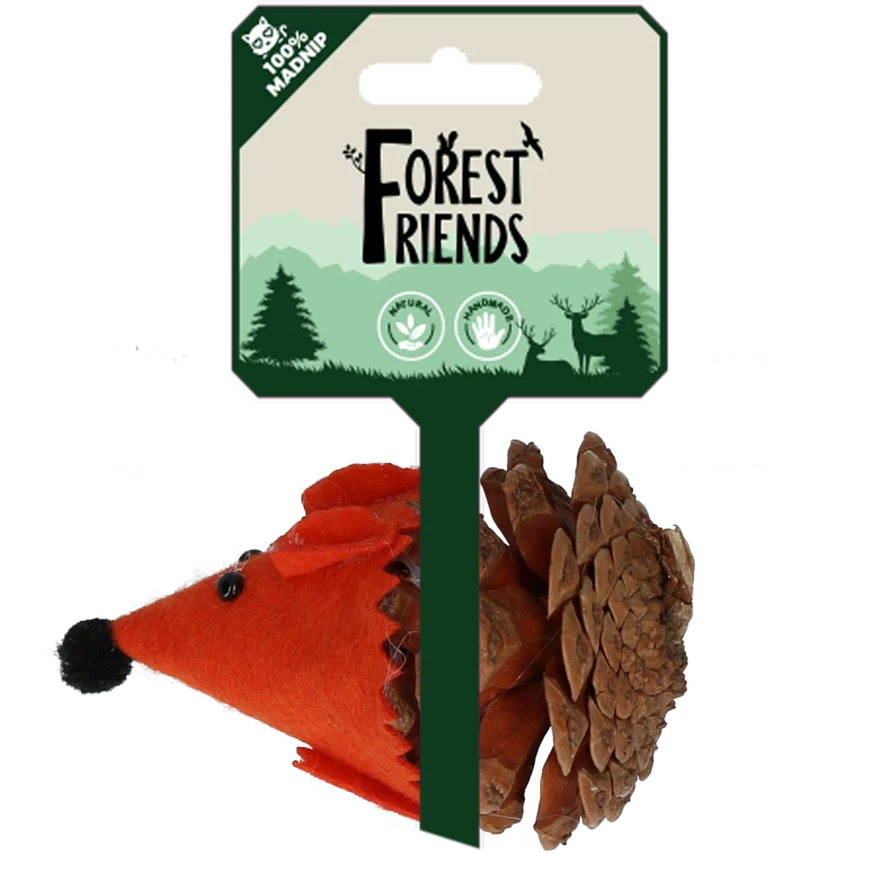 Hračka pro kočky ve tvaru myšky z šišky a plsti s Madnip, oranžová, 8 cm – Forest Friends Mouse - Obrázek 1