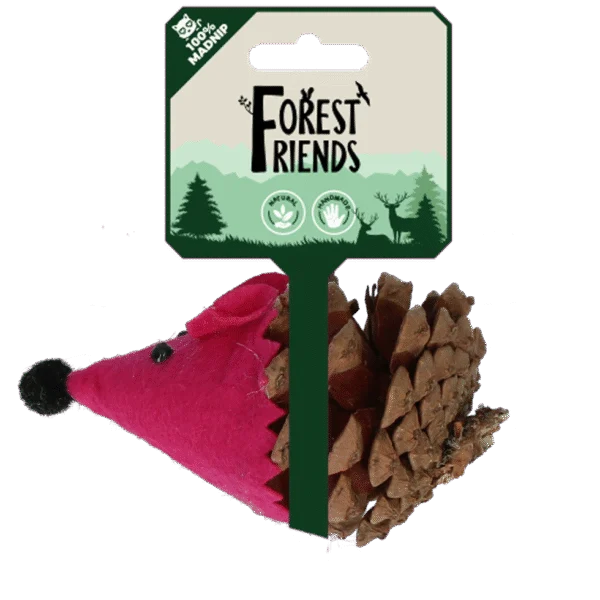 Hračka pro kočky ve tvaru myšky z šišky a plsti s Madnip, růžová, 8 cm – Forest Friends Mouse