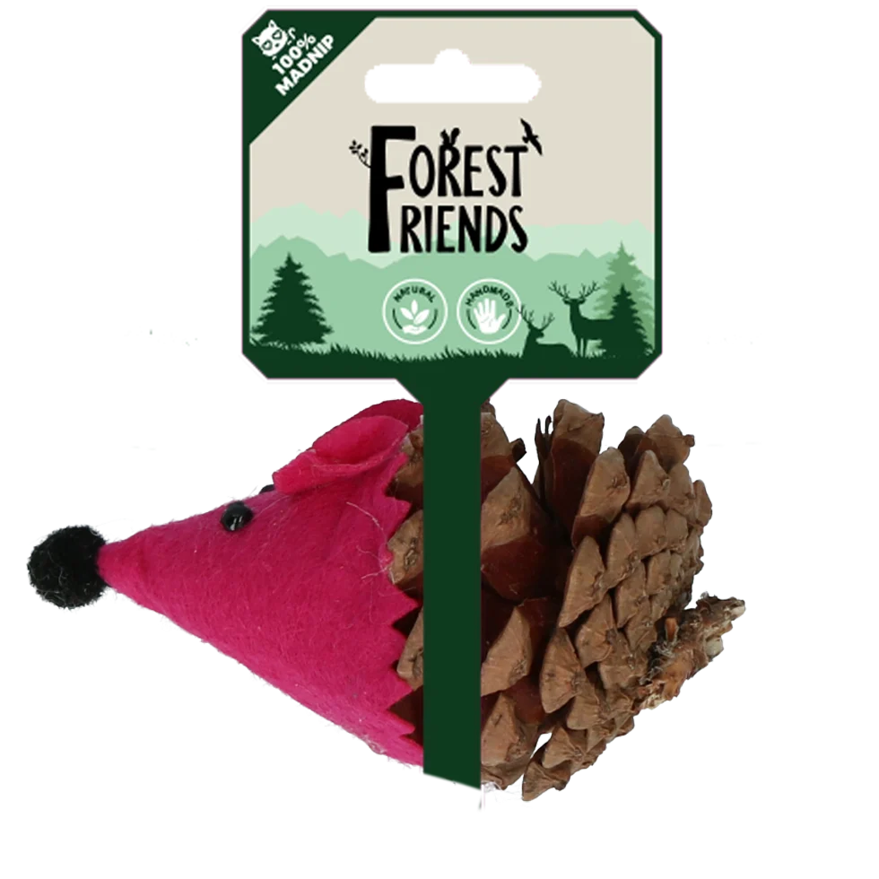 Hračka pro kočky ve tvaru myšky z šišky a plsti s Madnip, růžová, 8 cm – Forest Friends Mouse - Obrázek 1