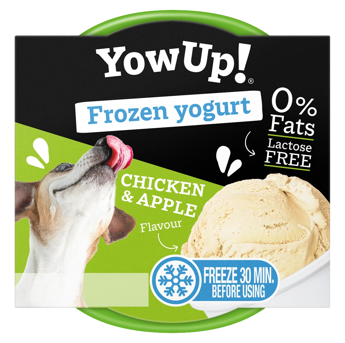 Jogurtová pochoutka pro psy a kočky k zamrazení, kuře a jablko, 110 g – YowUp! Frozen Yoghurt Chicken & Apple - Obrázek 1