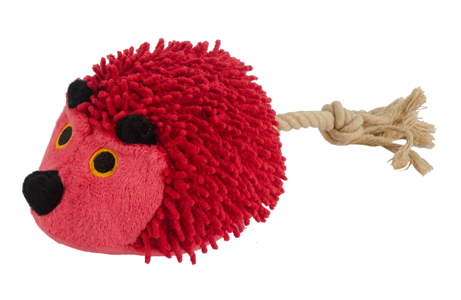 Plyšový ježek pro psy s provazovým ocáskem a pískátkem, červený, 15 x 20 cm – Fuzzle Hedgie With Tail - Obrázek 1