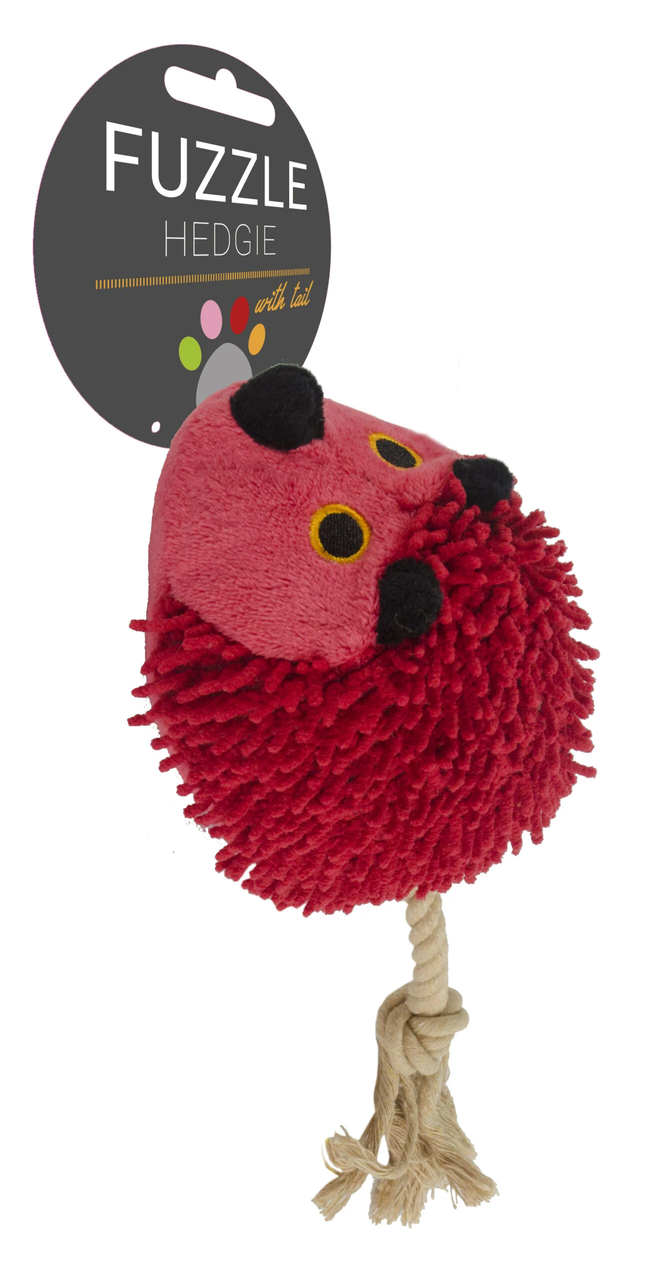 Plyšový ježek pro psy s provazovým ocáskem a pískátkem, červený, 15 x 20 cm – Fuzzle Hedgie With Tail - Obrázek 2