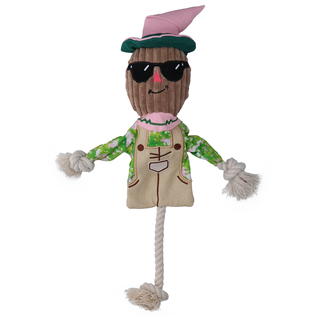 Přetahovací hračka strašák s šustícím tělem a lanem – Garden Paws Scarecrow Scary Harry M - Obrázek 2