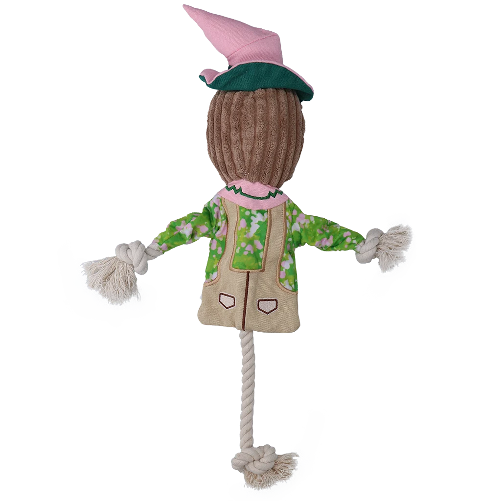 Přetahovací hračka strašák s šustícím tělem a lanem – Garden Paws Scarecrow Scary Harry M - Obrázek 3