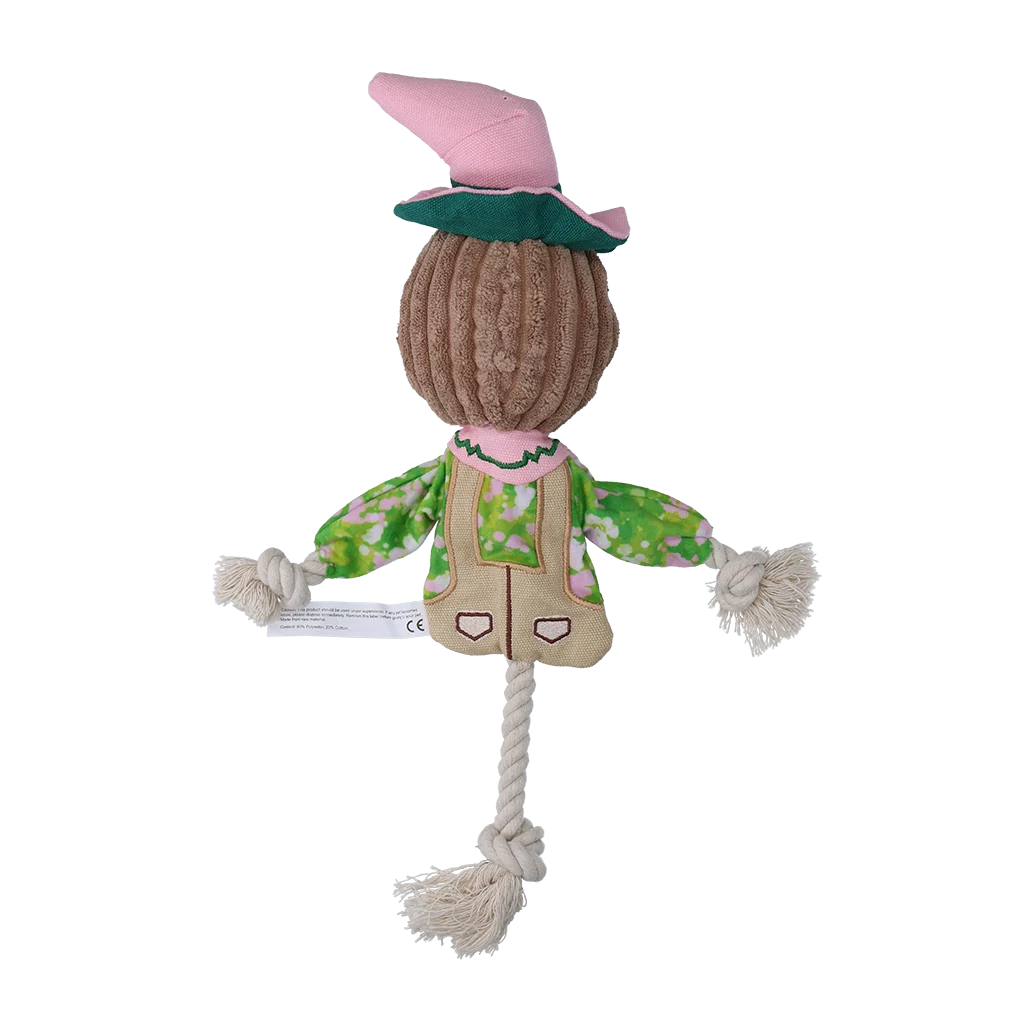 Hračka na přetahování ve tvaru strašáka s šustícím tělem a provazem – Garden Paws Scarecrow Scary Harry S - Obrázek 3