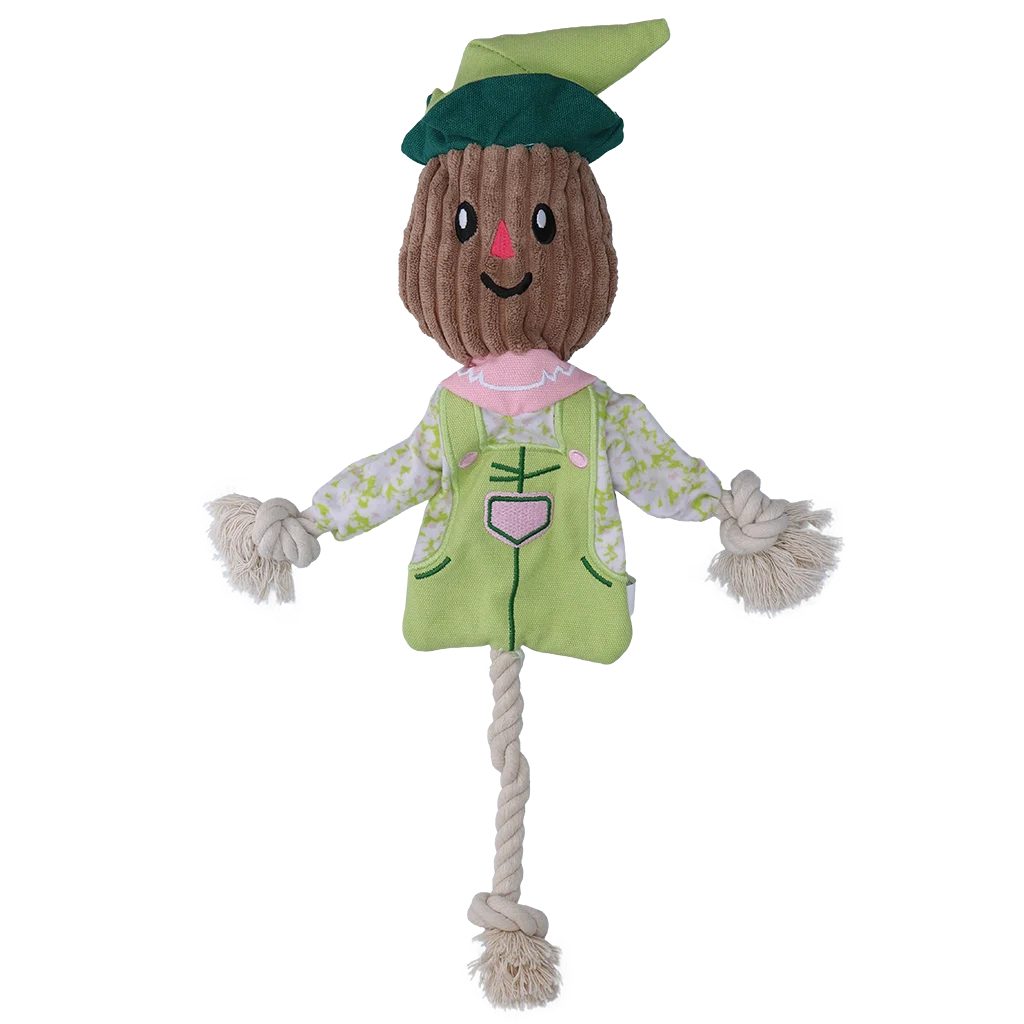 Přetahovací hračka strašák s šustícím tělem a lanem – Garden Paws Scarecrow Indy Fields M - Obrázek 2