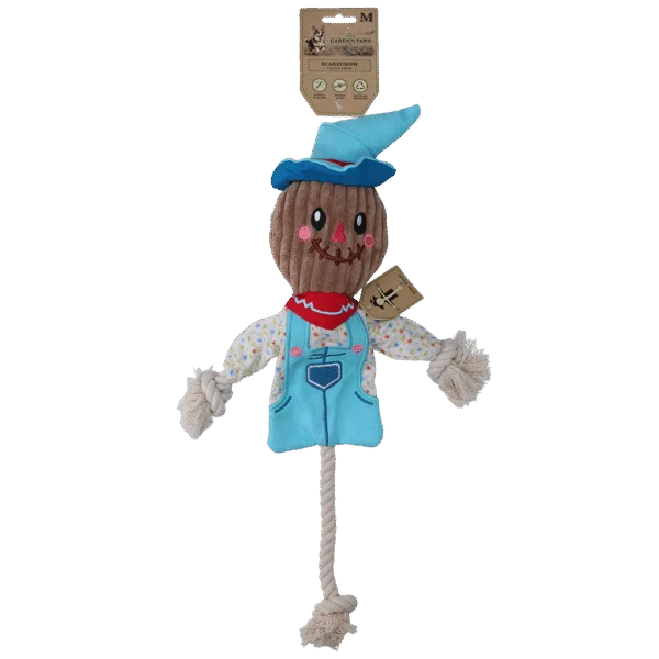 Přetahovací hračka strašák se šustícím tělem a lanem – Garden Paws Scarecrow Calvin Crow M