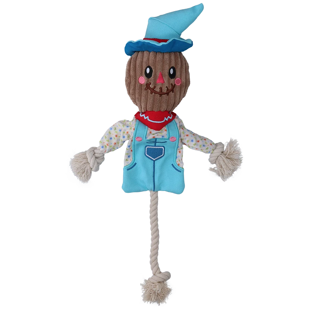 Přetahovací hračka strašák se šustícím tělem a lanem – Garden Paws Scarecrow Calvin Crow M - Obrázek 2