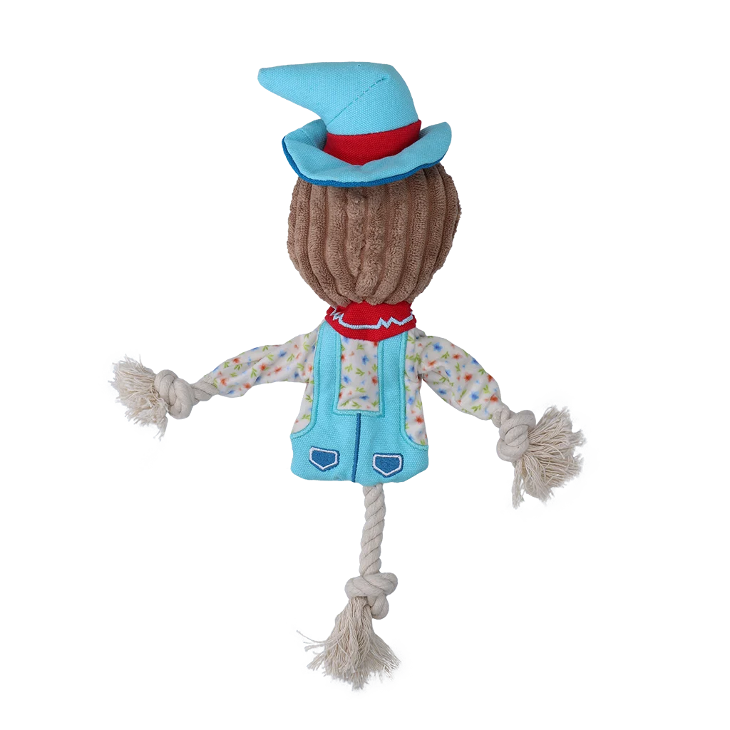 Přetahovací hračka strašák s šustícím tělem a lanem – Garden Paws Scarecrow Calvin Crow S - Obrázek 3