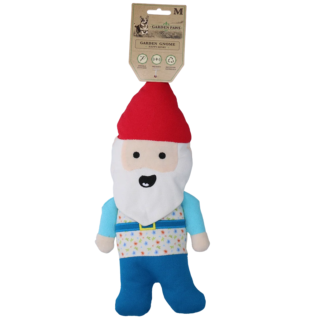 Plyšová hračka pro psy Zahradní trpaslík s pískátkem M – Garden Paws Garden Gnome Happy Henry M - Obrázek 1
