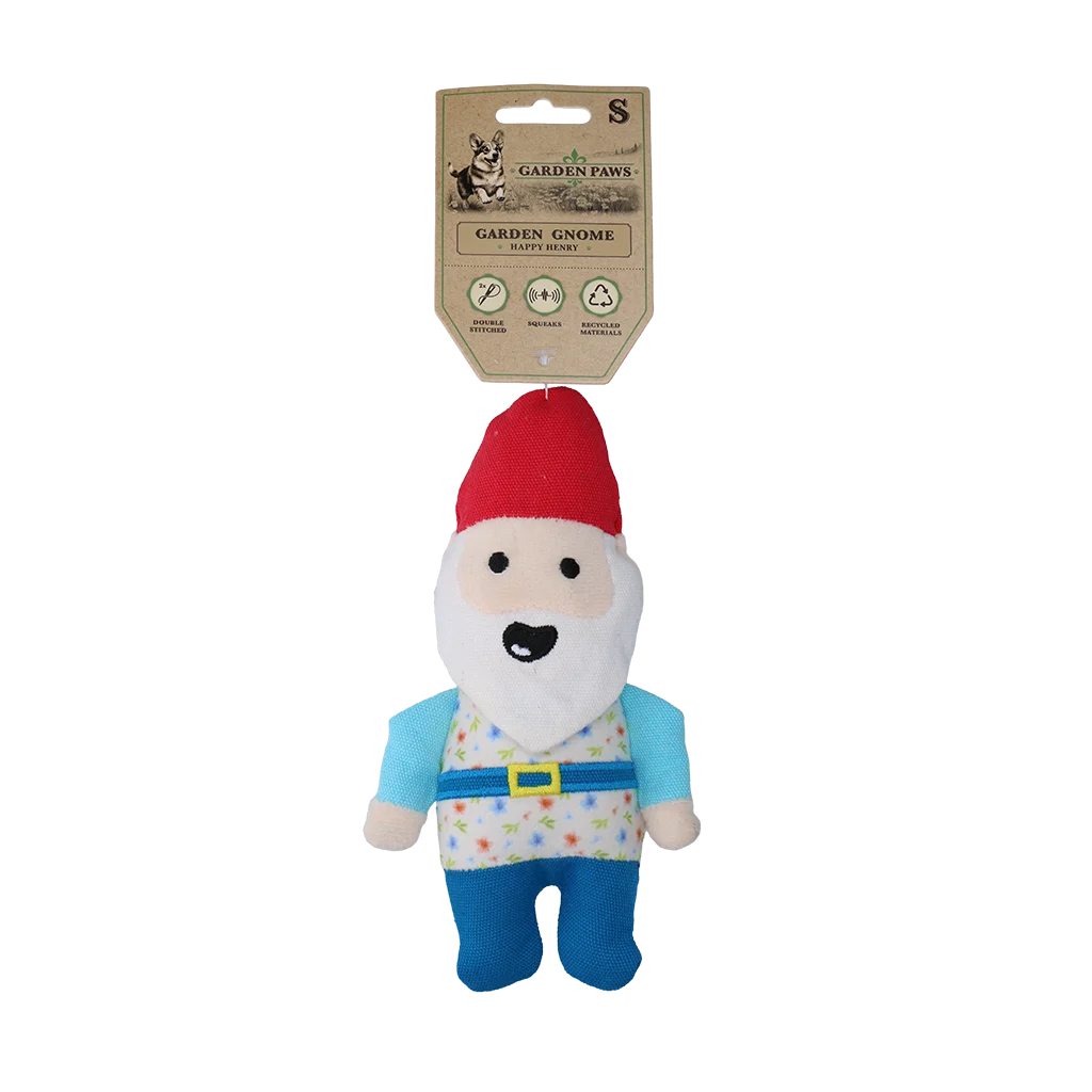 Plyšová hračka pro psy zahradní trpaslík s pískátkem S – Garden Paws Garden Gnome Happy Henry S - Obrázek 1